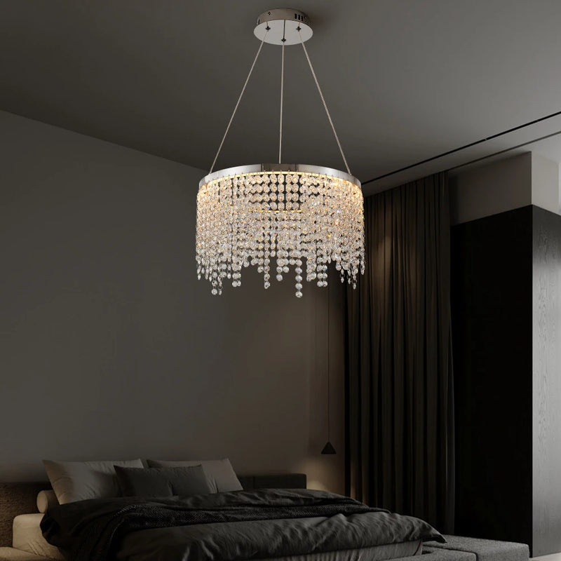 15.7-inch Fancy hanging ceiling lamps luxury modern pendant light crystal chandelier,Polished chrome finish Arrival 6-10 days