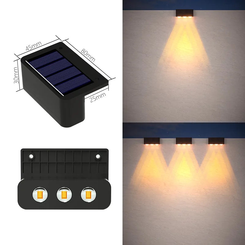 10/8/6/4LED Solar Wall Lamp Outdoor Waterproof Up and Down Luminous Lighting for Garden Fence Decoration Sunlight Light