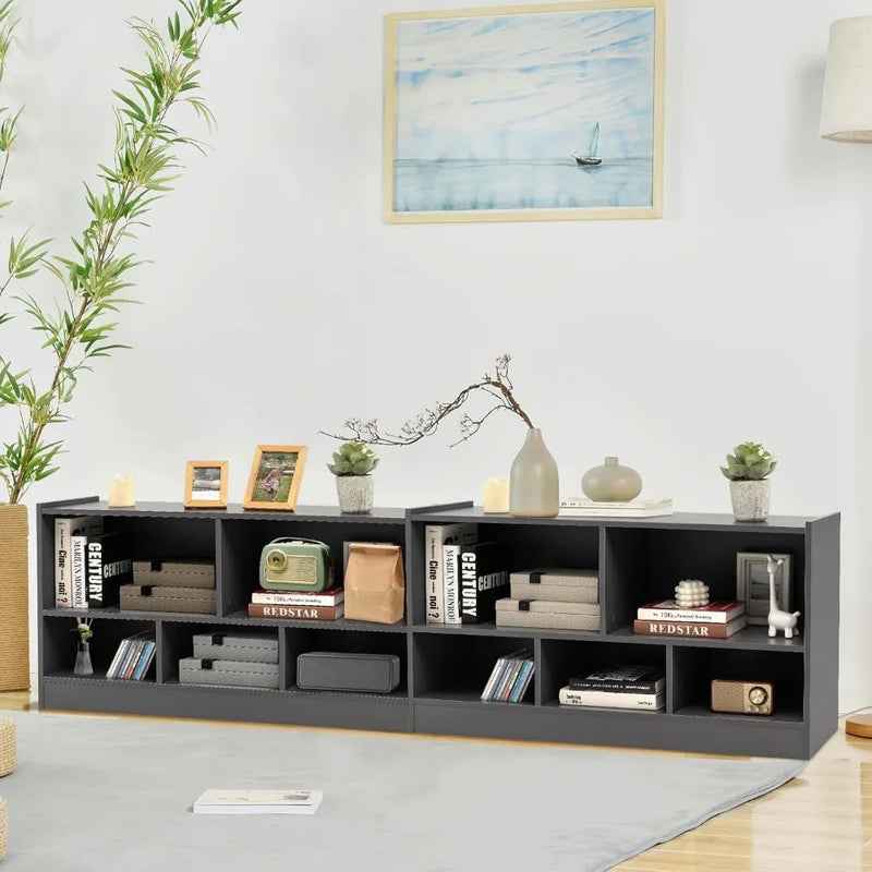 5 Cube Bookcase, 2 Tier Wooden Storage Open Bookshelf, Multipurpose Display Storage Cabinet for Living Room, Bedroom