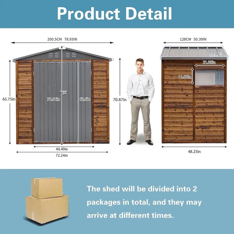 8x8 FT Wood Outdoor Storage Sheds Utility and Tool Garden Shed, Waterproof Storage Shed Large with Doors 8' x 8' Storage Shed