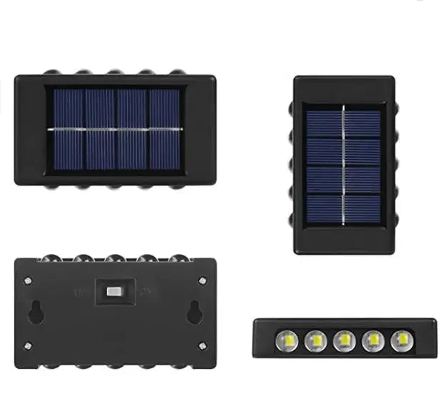 10/8/6/4LED Solar Wall Lamp Outdoor Waterproof Up and Down Luminous Lighting for Garden Fence Decoration Sunlight Light