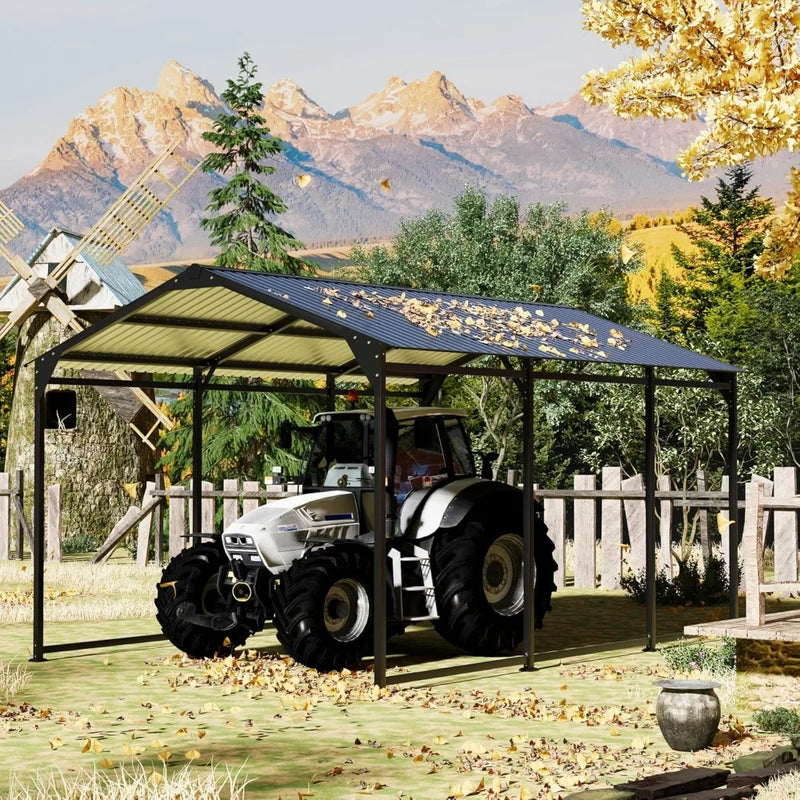 Carport Canopy 10x15 Heavy Duty,Metal Carport with Reinforced Structrure and Base,Outdoor Garage Car Shelter Frame for Pickup,