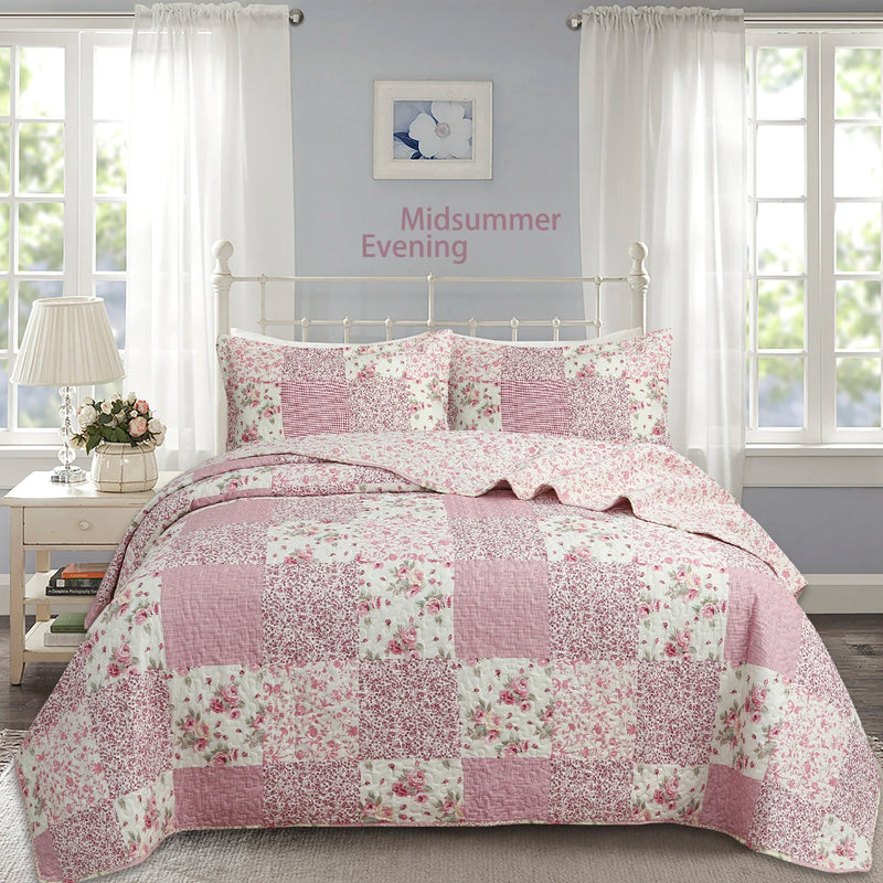 Spliced Quilt Set, Pre-washed Fitted Sheet Quilt Cover, Flower Sea Design, Comfortable and Skin-friendly, Breathable and Soft