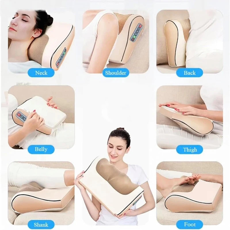 Back Neck Massager Infrared Heating Electric Shoulder Foot Massage Pillow Deep Tissue Kneading For Waist Legs Shoulder Women Men