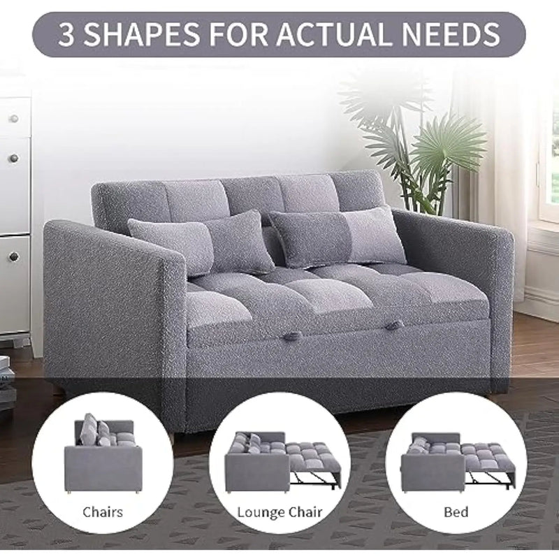 Loveseat Sleeper Sofa- 3 in 1 Convertible Sofa Bed,Pull Out Couch with Adjustable Backrest