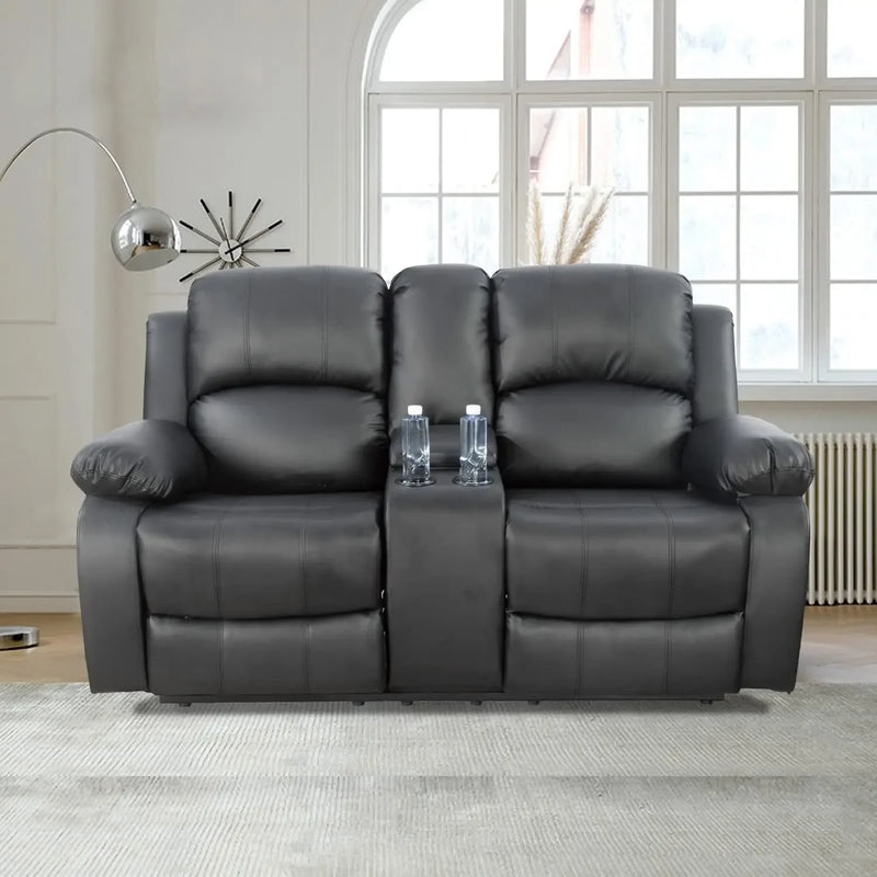 Ginger Leather Reclining Sofa Set for Living Room Set,Recliner Sofa with Drop Down Table/Double Recliner sofas