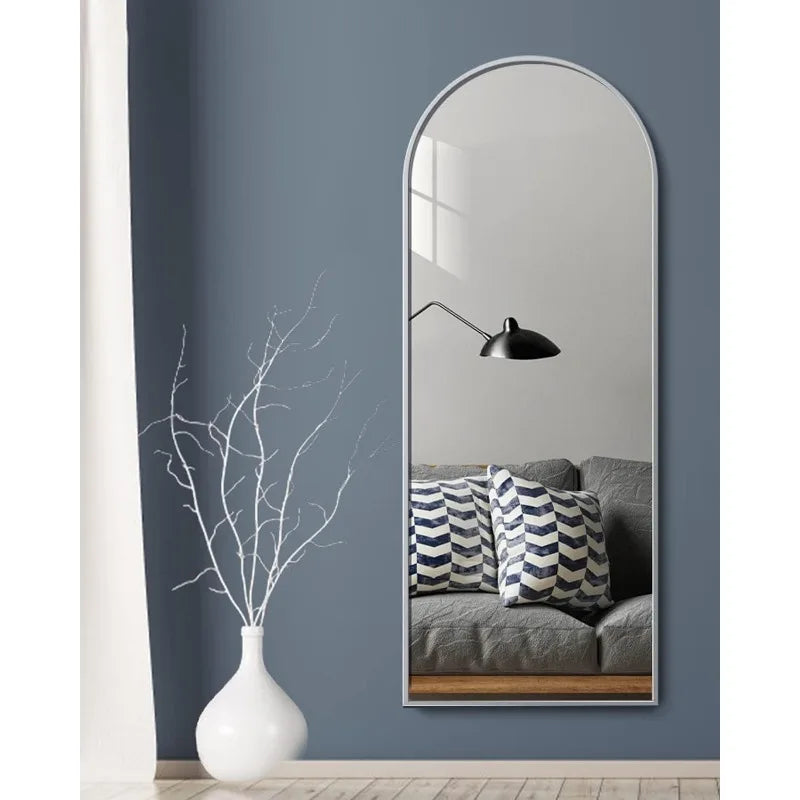 Arched White Full Length Mirror, 64"X21", Large Floor Mirror with Stand, Full Body Mirror for Leaning or Hanging Bedroom