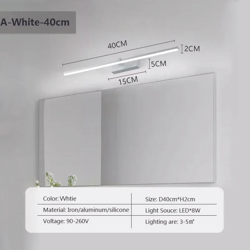 LED Wall Lamp 40/80/100cm Modern Mirror Decor Lighting Long Strip Light For Bathroom Washroom Kitchen Indoor Luminaire Lustre