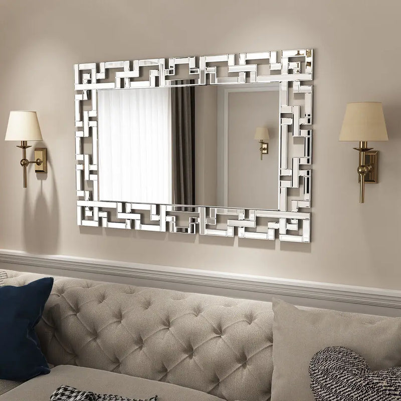 40 Inch Art Decor Wall Mirrors Large Grecian Venetian Mirror Vanity Sliver for Hotel Home Beveled Edge Accent Mirror