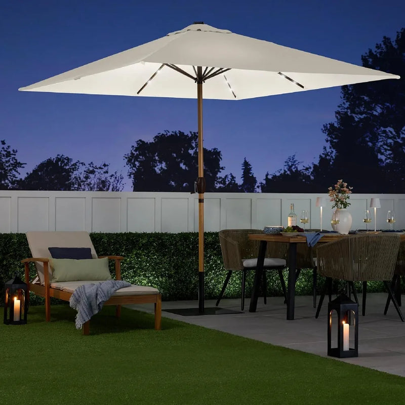 Best Choice Products 9ft Deep Square Solar Powered LED Lighted Patio Umbrella w/Faux Wood Texture, UV-Resistant Fabric