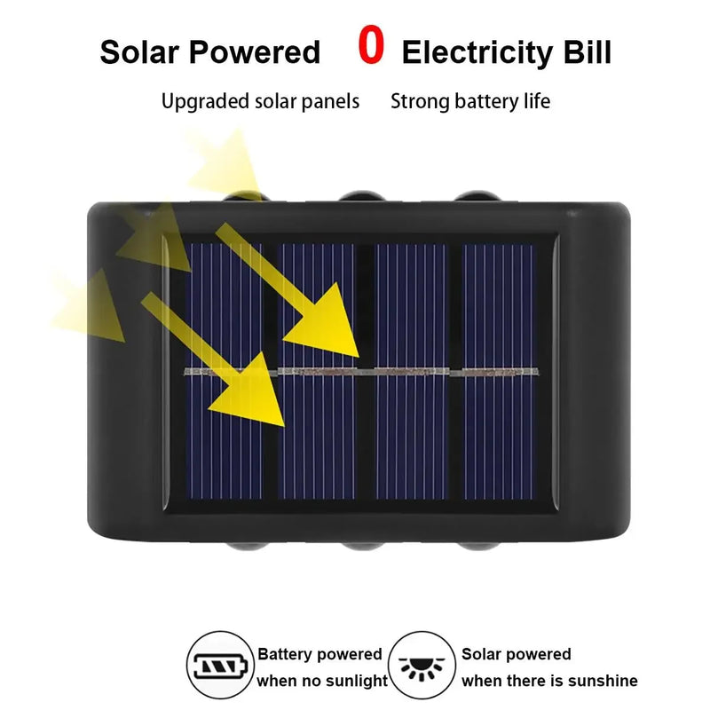 Solar Wall Lamp Outdoor Warm Light Waterproof Up And Down Luminous Lighting Balcony Yard Garden Decoration Lights Exterior Wall