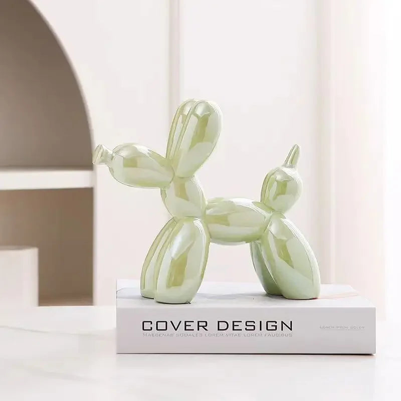 22cm Creative Balloon Dog Abstract Ceramic Ornament Sculpture Study Room Statue Home Office Accessories Decoration Gift