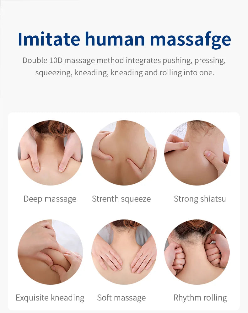 Jinkairui Electric Shiatsu Head Neck Cervical Ttraction Body Massager Car Back Pillow with Heating Vibrating Massage Device