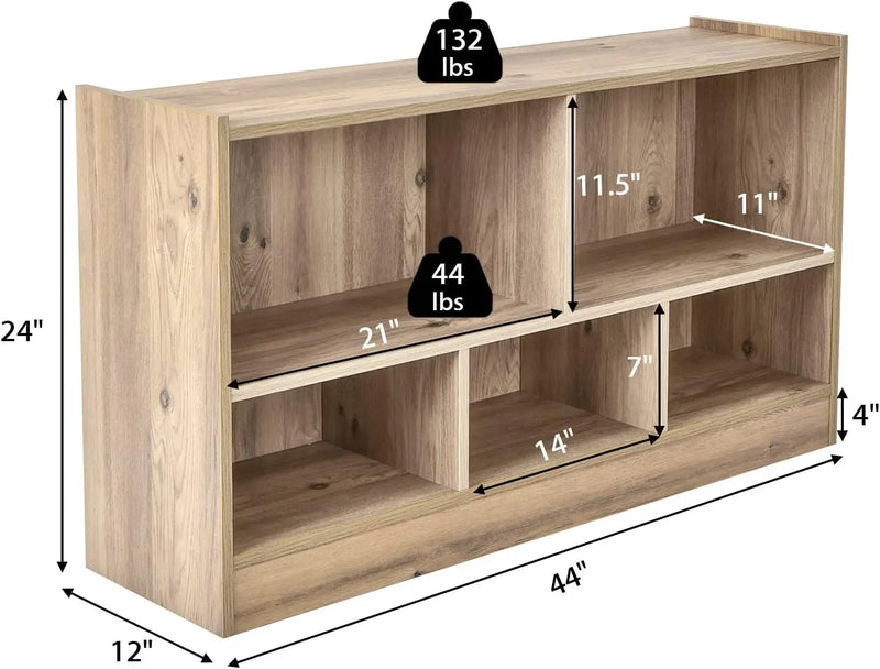 5 Cube Bookcase, 2 Tier Wooden Storage Open Bookshelf, Multipurpose Display Storage Cabinet For Living Room, Bedroom, Hallway,