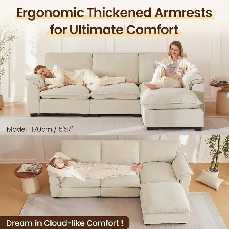 Modular Sectional Sofa Deep Seat Cloud Couch with Reversible Chaise L Shaped Couch