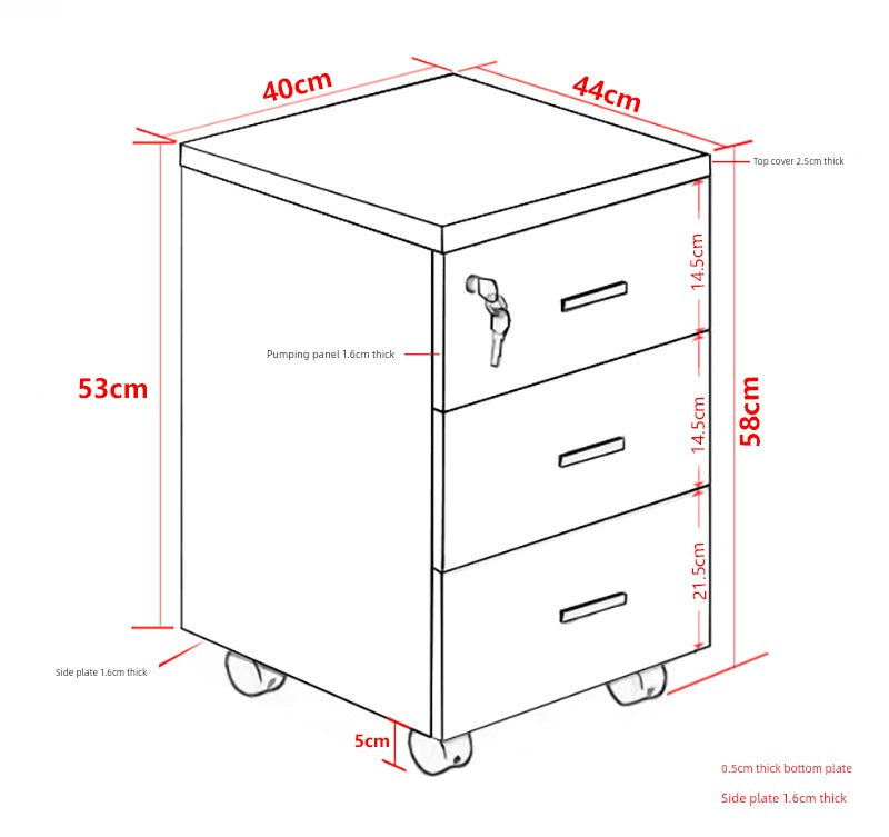 Solid Wood Simplicity Modern White Activity with Lock Small Mobile Cabinet