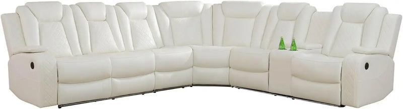 Recliner, Recliner Sofa Sectional Sofa, Air Leather Reclining Corner Sectional Sofa Set, Cup Holder, Storage Console, Sofa