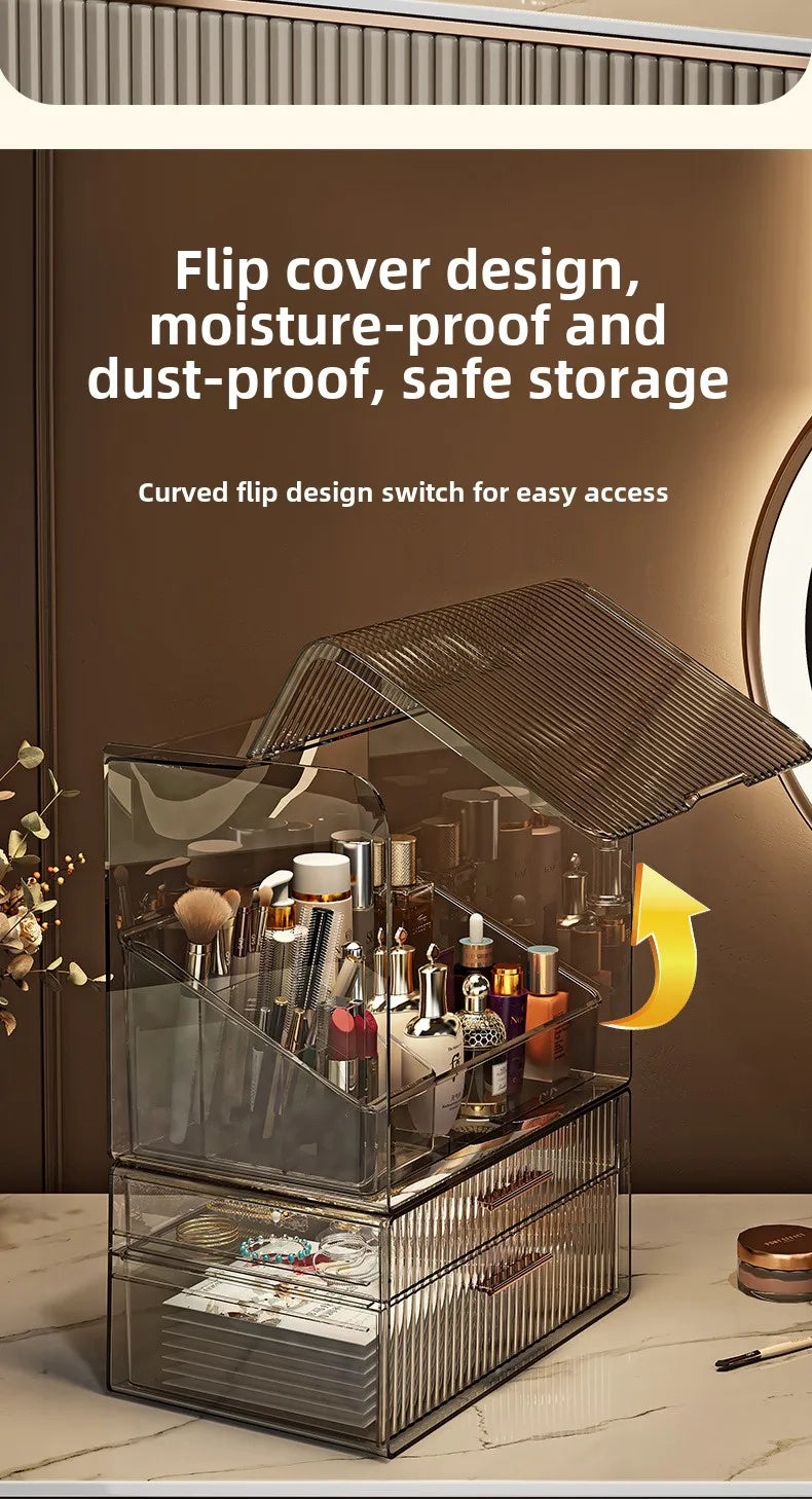 Cosmetics Storage Box Dresser Skin Care Products Shelf Lipstick Makeup Brush Desktop Large Capacity Organizing Box