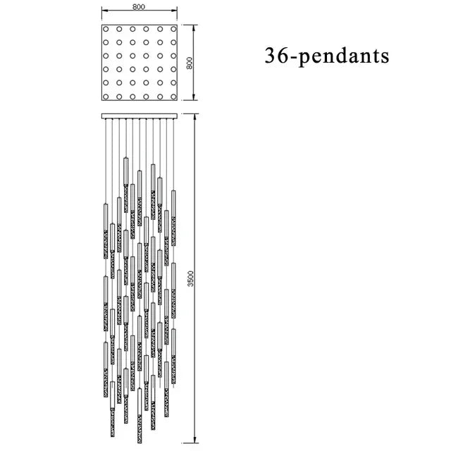 Nordic Minimalist Indoor Pendant Light Fixture Modern Ceiling Crystal Led Chandelier Long Hanging Lamp for Staircase Living Room