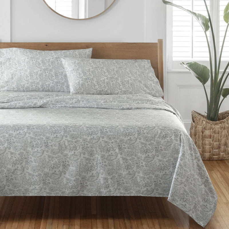 4-Piece 400 Thread Count Paisley Taupe Performance HYGROCOTTON® Sheet Set, Queen