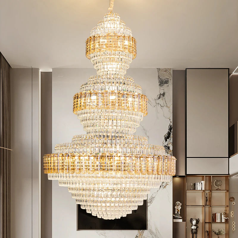 European Duplex Chandelier Luxury Hotel Lobby Loft Crystal Light Creative Personality Villa Living Room Stairwell Big Hanging, this Beauty ships from Europe, Arrival 29- 42 days