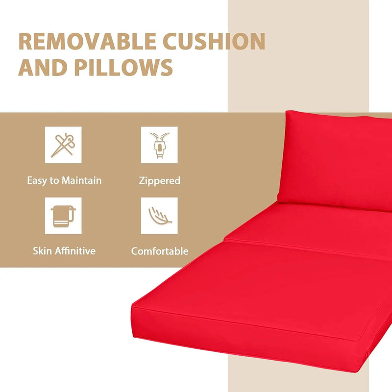 5-piece chaise longue set with ottoman and coffee table, outdoor rattan wicker chaise longue, sofa bed, sofa set with cushions