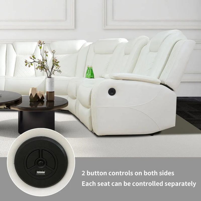 Recliner, Recliner Sofa Sectional Sofa, Air Leather Reclining Corner Sectional Sofa Set, Cup Holder, Storage Console, Sofa