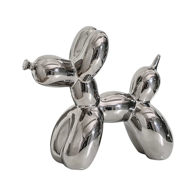 21cm Big Size Ceramic Balloon Dog Abstract Ornament Creative Sculpture Study Room Statue Home Office Accessories Decoration