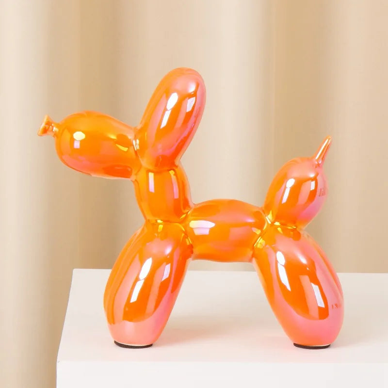 21cm Big Size Ceramic Balloon Dog Abstract Ornament Creative Sculpture Study Room Statue Home Office Accessories Decoration