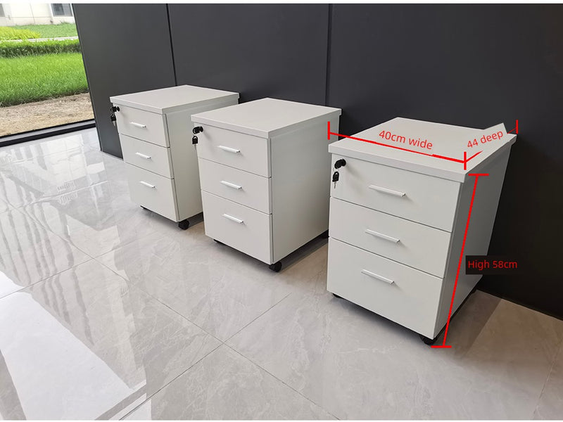 Solid Wood Simplicity Modern White Activity with Lock Small Mobile Cabinet