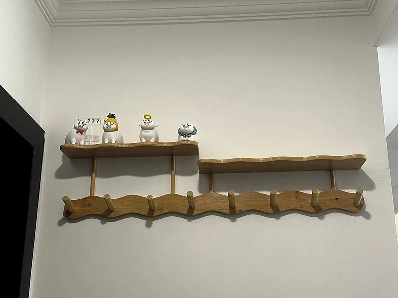 Entrance Hall Coat Rack Wall Mounted Clothes Scarf Storage Hooks Interior Clothing Bag Keys Organizer Hangers with Storage Rack