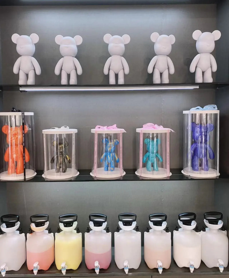 Vinyl White Bear Figure DIY Graffiti Handmade Bear Statue Painting Fluid Pigment Vinyl Graffiti Figurine Decoration Kid Toy Gift