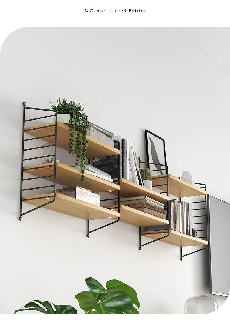 Wall Mounted Shelves Iron art Wood Hanging Book Shelf For Living Room Bedroom Storage Basket Wall Decoration Rack Doll Organizer