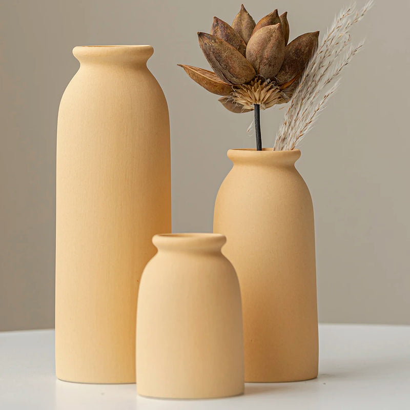 Ceramic Vase,Small Vases for Decor,Set 3 Modern Boho Vases for Flower Pampas,Fit for Living Room Desk Shelf Decor