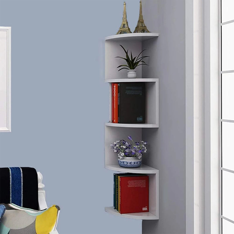 Wall Mounted Corner Storage Rack Classic Corner Wall Rack 5 Layers Semi-circular Partitions for Bookshelf Storage Decoration