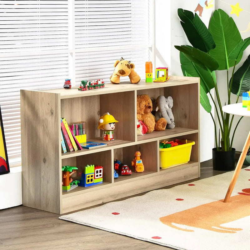 5 Cube Bookcase, 2 Tier Wooden Storage Open Bookshelf, Multipurpose Display Storage Cabinet For Living Room, Bedroom, Hallway,