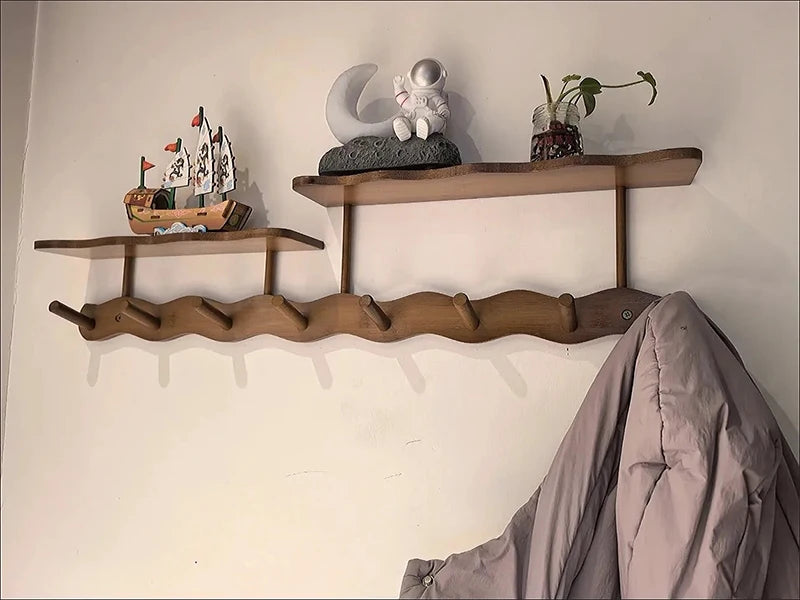 Entrance Hall Coat Rack Wall Mounted Clothes Scarf Storage Hooks Interior Clothing Bag Keys Organizer Hangers with Storage Rack