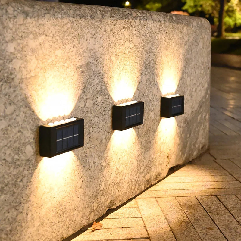 Solar Wall Lamp Outdoor Warm Light Waterproof Up And Down Luminous Lighting Balcony Yard Garden Decoration Lights Exterior Wall