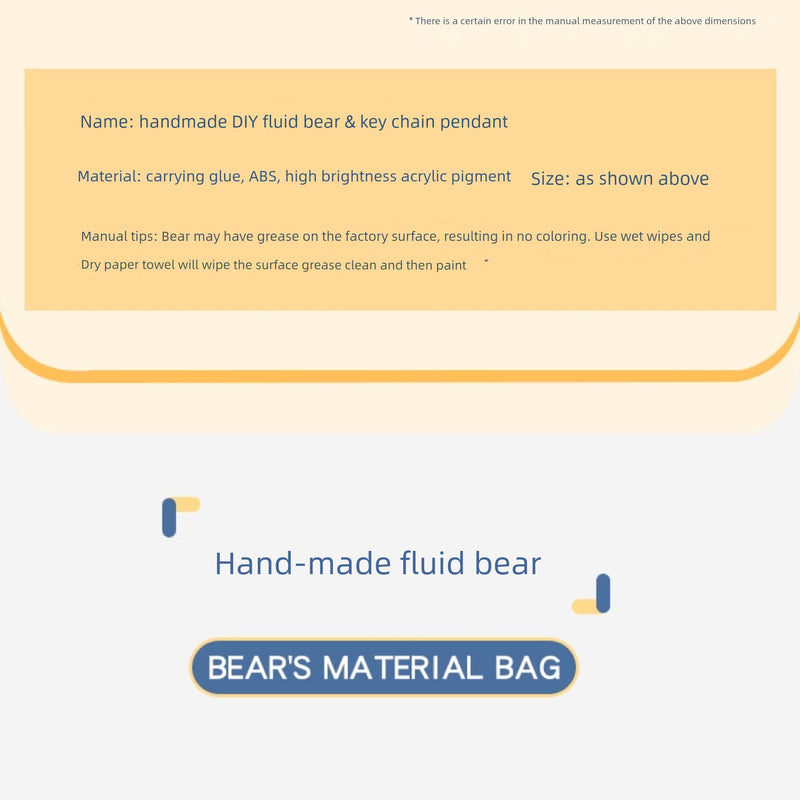 Fluid Bear Handmade DIY Keychain Fluid Rabbit Dragon Violent Bear Key Chain Small Pendant Mother's Day Event Gift