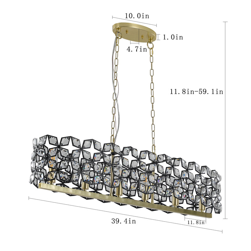 Modern Industrial Geometric Crystal Shade 6-Light Fixture for Dining Room,Living House,Home Foyer ,Kitchen Island Arrival 5-10 days