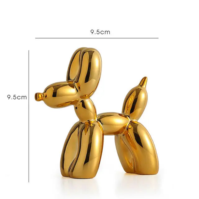 Balloon Dog Statue for Home Decoration, Resin Animal Sculpture, Doggy Poo, Standing Craft, Office Decor, Black and Gold