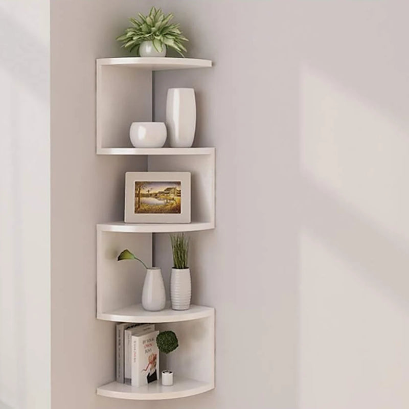Wall Mounted Corner Storage Rack Classic Corner Wall Rack 5 Layers Semi-circular Partitions for Bookshelf Storage Decoration