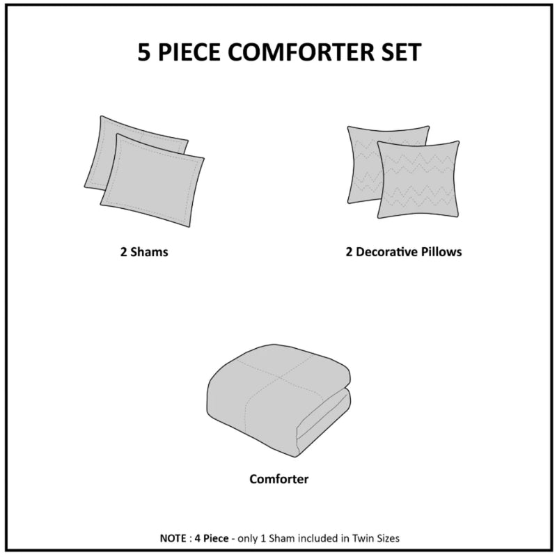 Metallic Triangle Print Comforter Set for Twin & Twin XL Beds, Lightweight & Stylish Geometric Pattern Bedding Set | Twin & Twin
