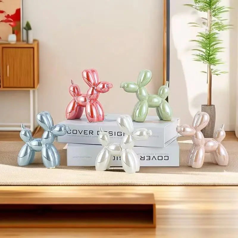 22cm Creative Balloon Dog Abstract Ceramic Ornament Sculpture Study Room Statue Home Office Accessories Decoration Gift