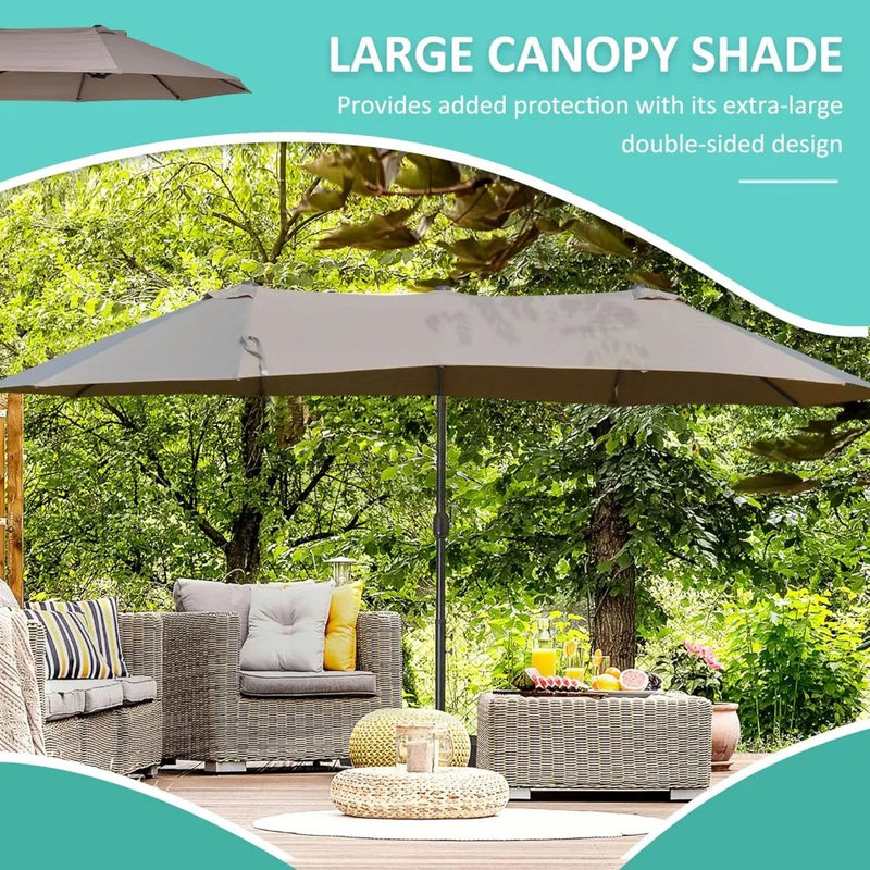 Patio Umbrella Double-Sided Outdoor Market Extra Large Umbrella with Crank, Cross Base for Deck, Lawn, Backyard an