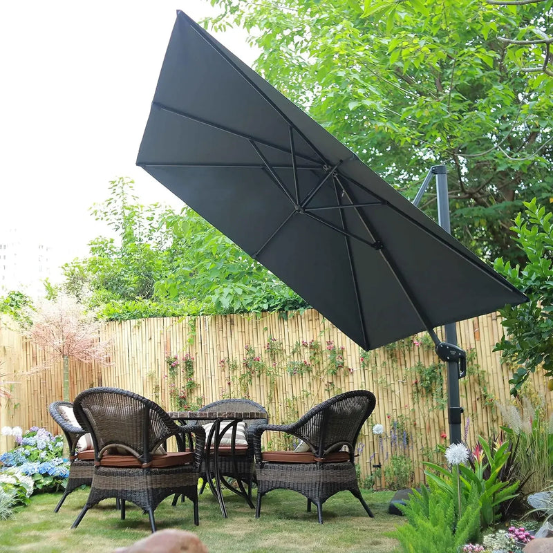 9'X11.5'Patio Umbrella Outdoor Cantilever Rectangle Umbrella Aluminum Offset Umbrella with 360-degree Rotation patio