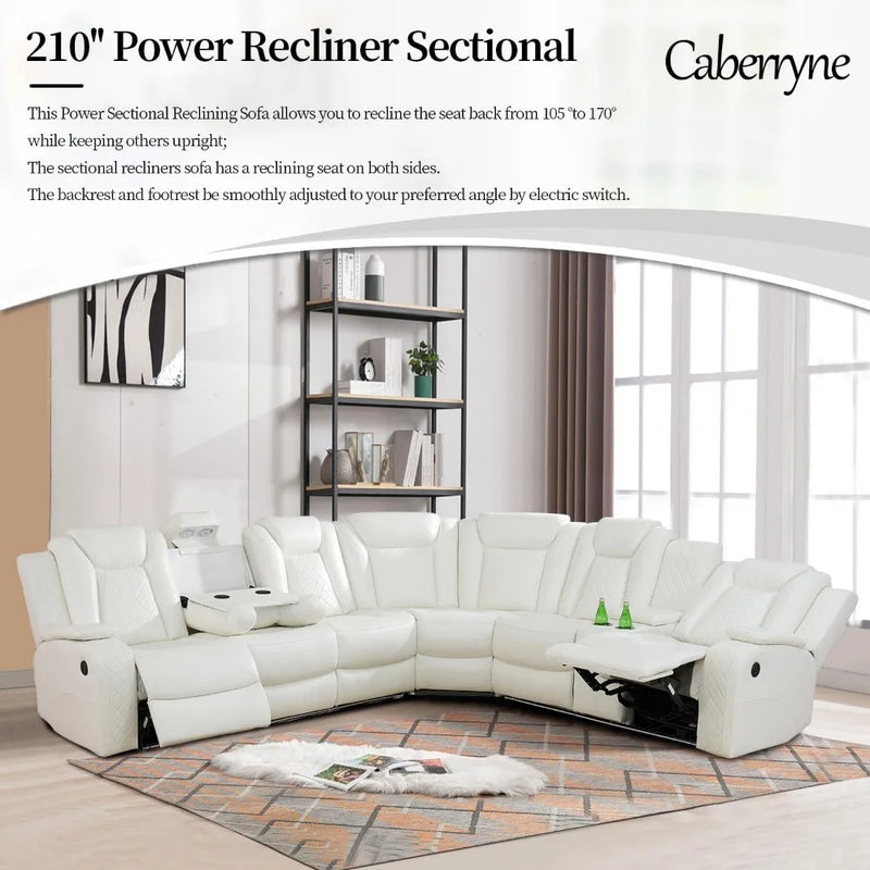 Recliner, Recliner Sofa Sectional Sofa, Air Leather Reclining Corner Sectional Sofa Set, Cup Holder, Storage Console, Sofa