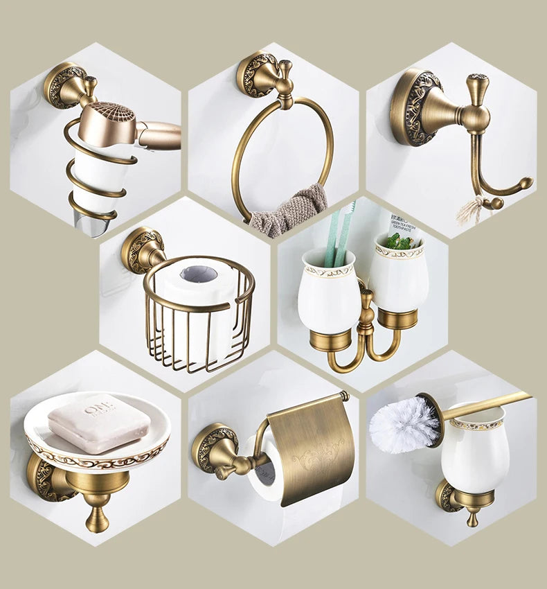 Bathroom Accessories Antique Bronze Towel Shelf Toilet Paper Holder Soap Holder Towel Rack Tumble Holder Antique Bronze ELF4001