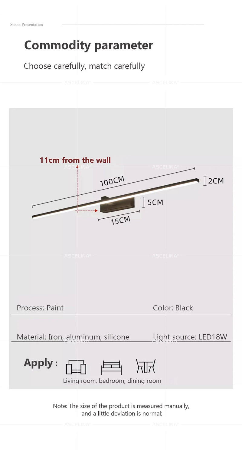 LED Wall Lamp 40/80/100cm Modern Mirror Decor Lighting Long Strip Light For Bathroom Washroom Kitchen Indoor Luminaire Lustre