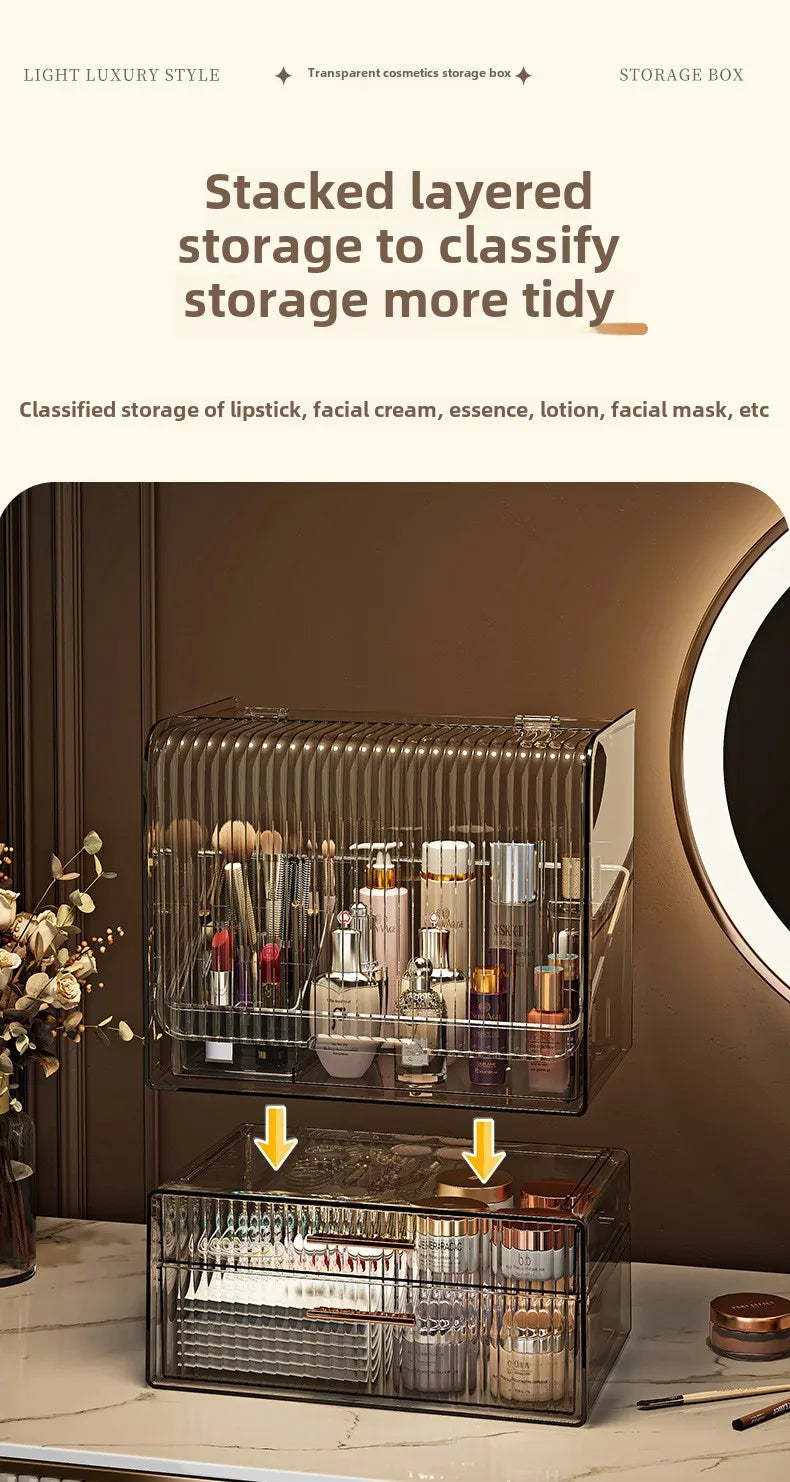 Cosmetics Storage Box Dresser Skin Care Products Shelf Lipstick Makeup Brush Desktop Large Capacity Organizing Box